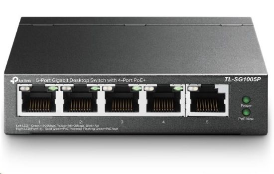 Obrázek TP- Link switch TL- SG1005P (5xGbE, 4xPoE+, 65W, fanless)