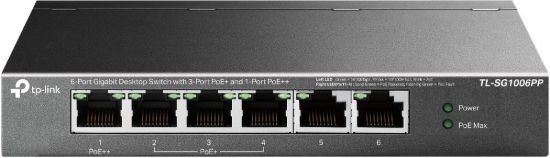 Obrázek TP- Link CCTV switch TL- SG1006PP (6xGbE, 3xPoE+, 1xPoE++, 64W, fanless)