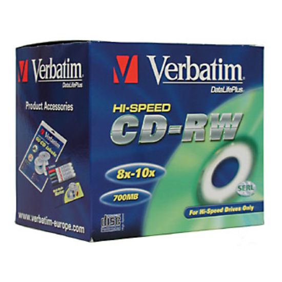 Obrázek VERBATIM CD- RW(10- Pack)Jewel/ High Speed/ 8x- 12x/ DLP/ 700MB