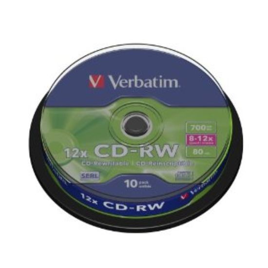 Obrázek VERBATIM CD- RW(10- Pack)Spindle/ 8x- 12x/ High Speed/ DLP/ 700MB