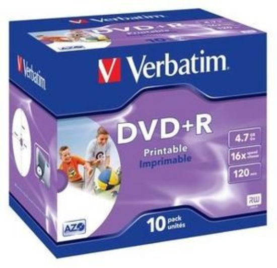 Obrázek VERBATIM DVD+R(10- Pack)Printable/ Jewel/ 16x/ 4.7GB