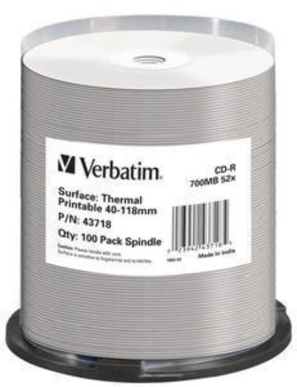 Obrázek VERBATIM CD- R(100- Pack)Spindle/ AZO/ 52x/ 700MB/ Thermal Printable No ID Brand