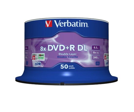 Obrázek VERBATIM DVD+R(50- pack)/ Double Layer/ Spindle/ 8X 8.5GB Matt Silver