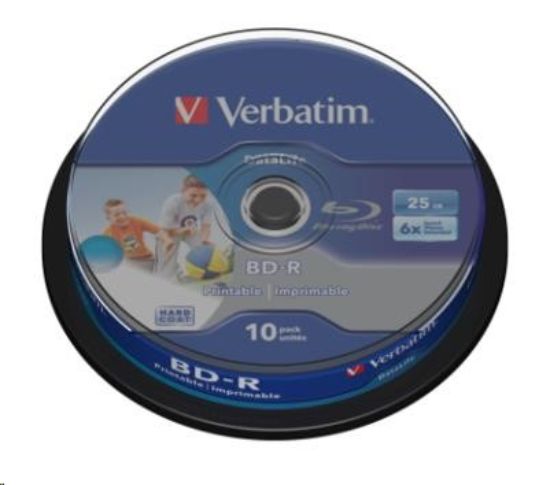 Obrázek VERBATIM BD- R SL Datalife HTL (10- pack)Blu- Ray/ Spindle/ 6x/ 25GB Wide Printable