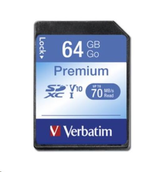 Obrázek VERBATIM SDXC karta 64GB Class 10, UHS- 1 (R: 70/ W: 10 MB/ s)