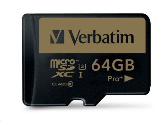 Obrázek VERBATIM MicroSDXC karta 64GB PRO+ Class 10, UHS 1 (R: 90/ W: 80 MB/ s)