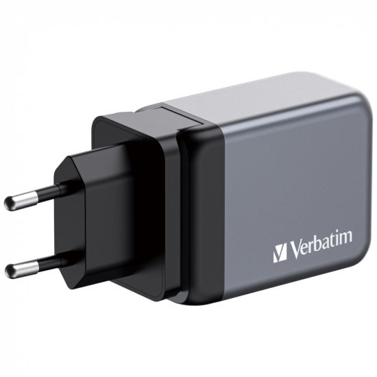Obrázek VERBATIM GaN Nabíječka do sítě GNC- 65, 65W, 2x USB- C, 1x USB