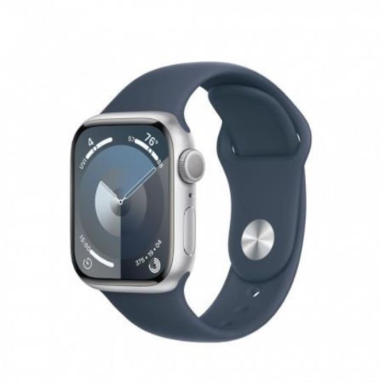 Obrázek APPLE Watch Series 9 GPS 41mm Silver Aluminium Case with Storm Blue Sport Band - S/ M